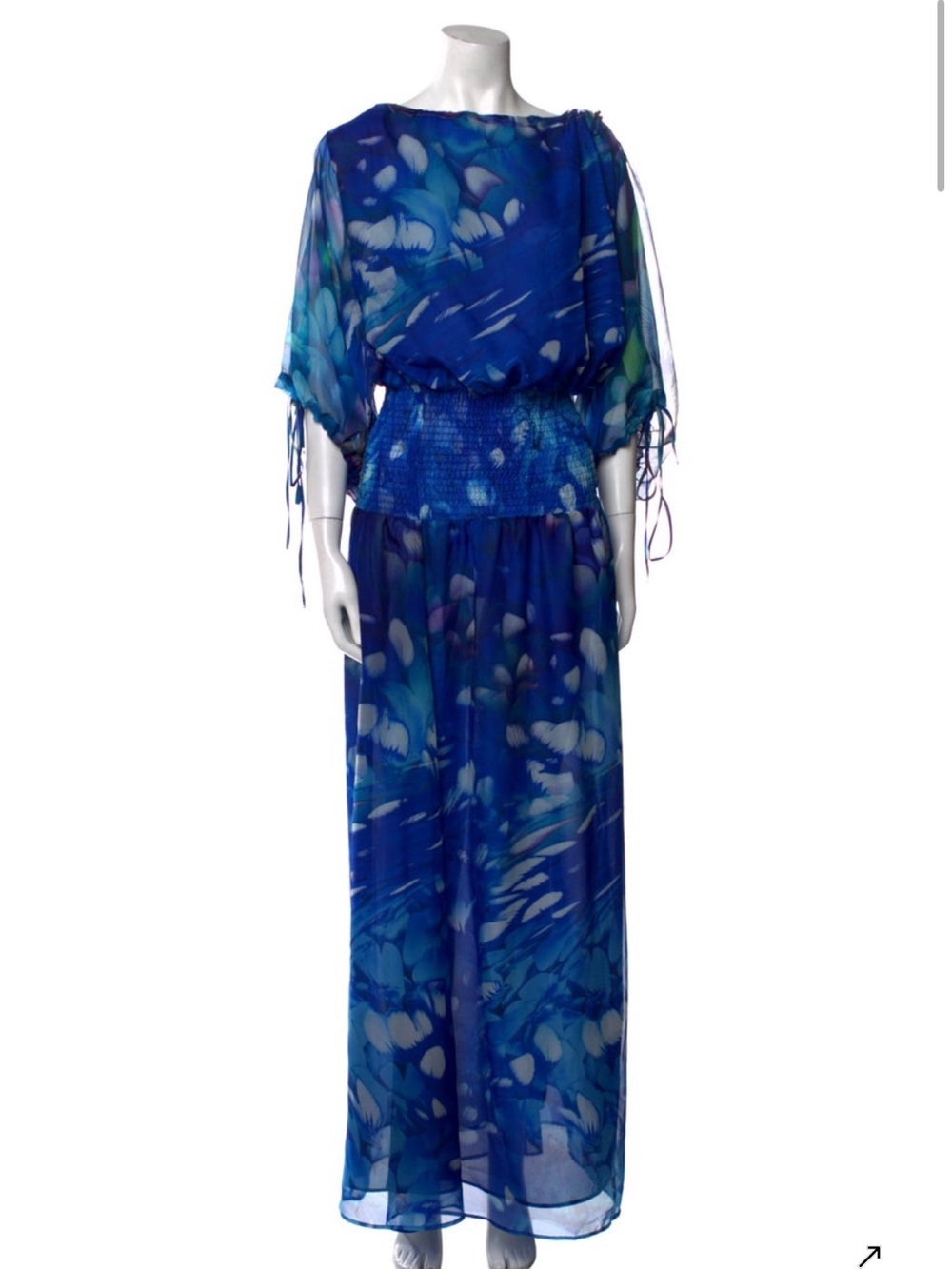 Eywasouls Malibu Blue Floral Chiffon Maxi Dress